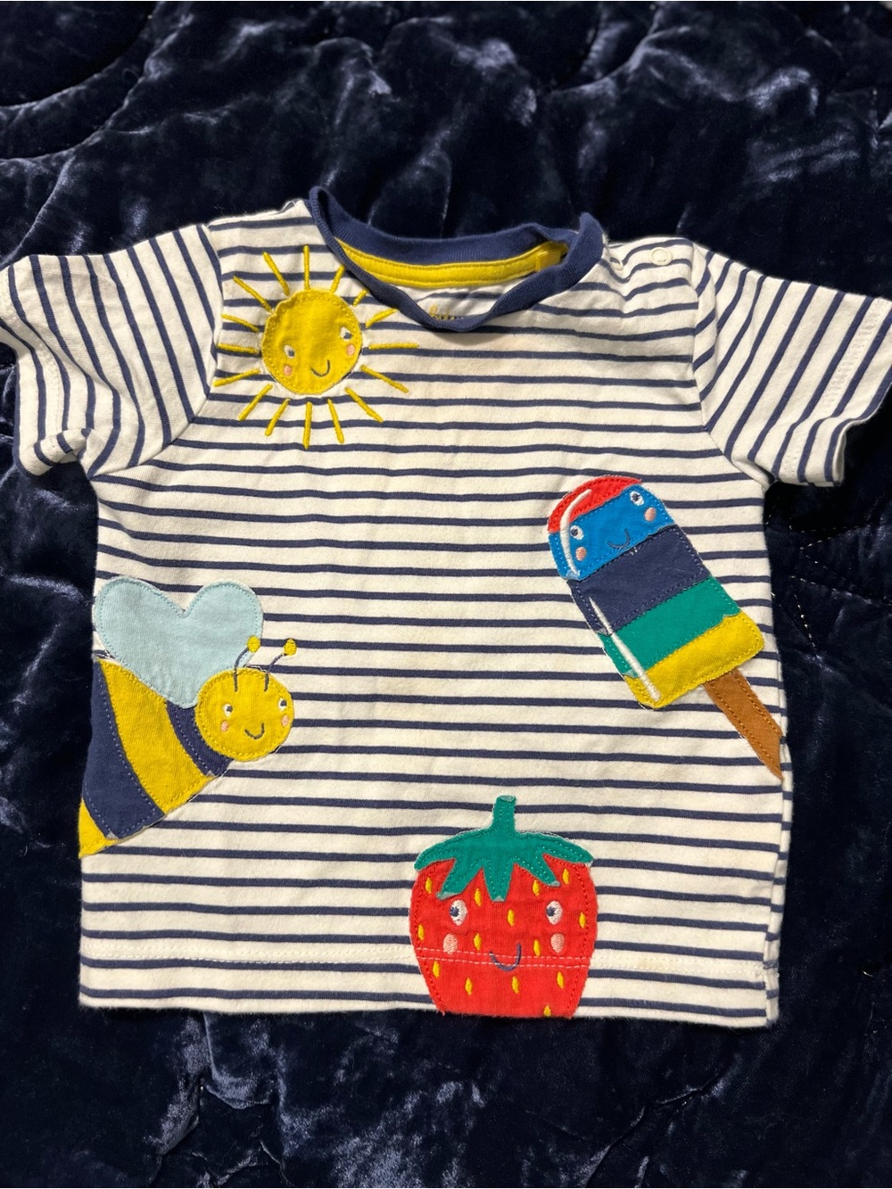 🍓 Baby Boden Striped Kids Tee with Summer Appliqués